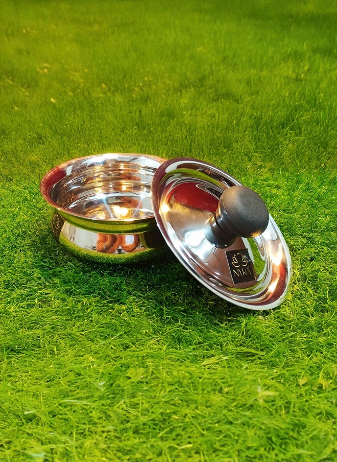 Nyra Kitchenware Silver-Toned Dishwasher Safe Stainless Steel Cooking Handi With Lid - Image 3